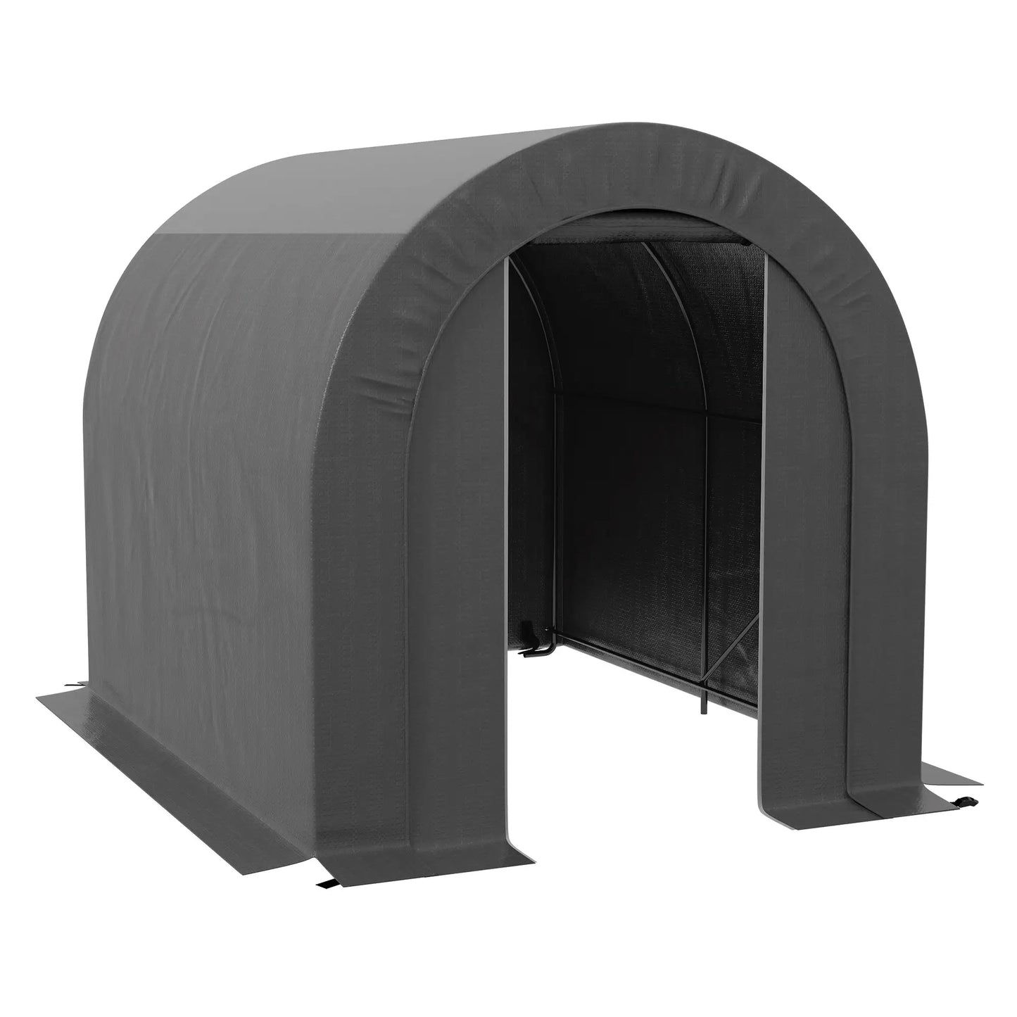 6' x 8' Outdoor Storage Shed, Heavy Duty Galvanized Steel, Dark Grey