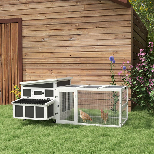 Wooden Chicken Coop, Rabbit Hutch With Large Run, Dark Grey Chicken Coops White, Dark Grey, Black at Gallery Canada