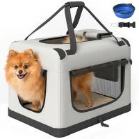 Soft-Sided Pet Carrier Bag for Small Dogs, Light Grey