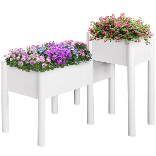 46'' x 34'' x 33'' Elevated Planter Box with Legs, DIY Wooden Raised Garden Bed with Non-woven Liner, Freestanding Plant Stand for Vegetables, Herb and Flowers - Gallery Canada