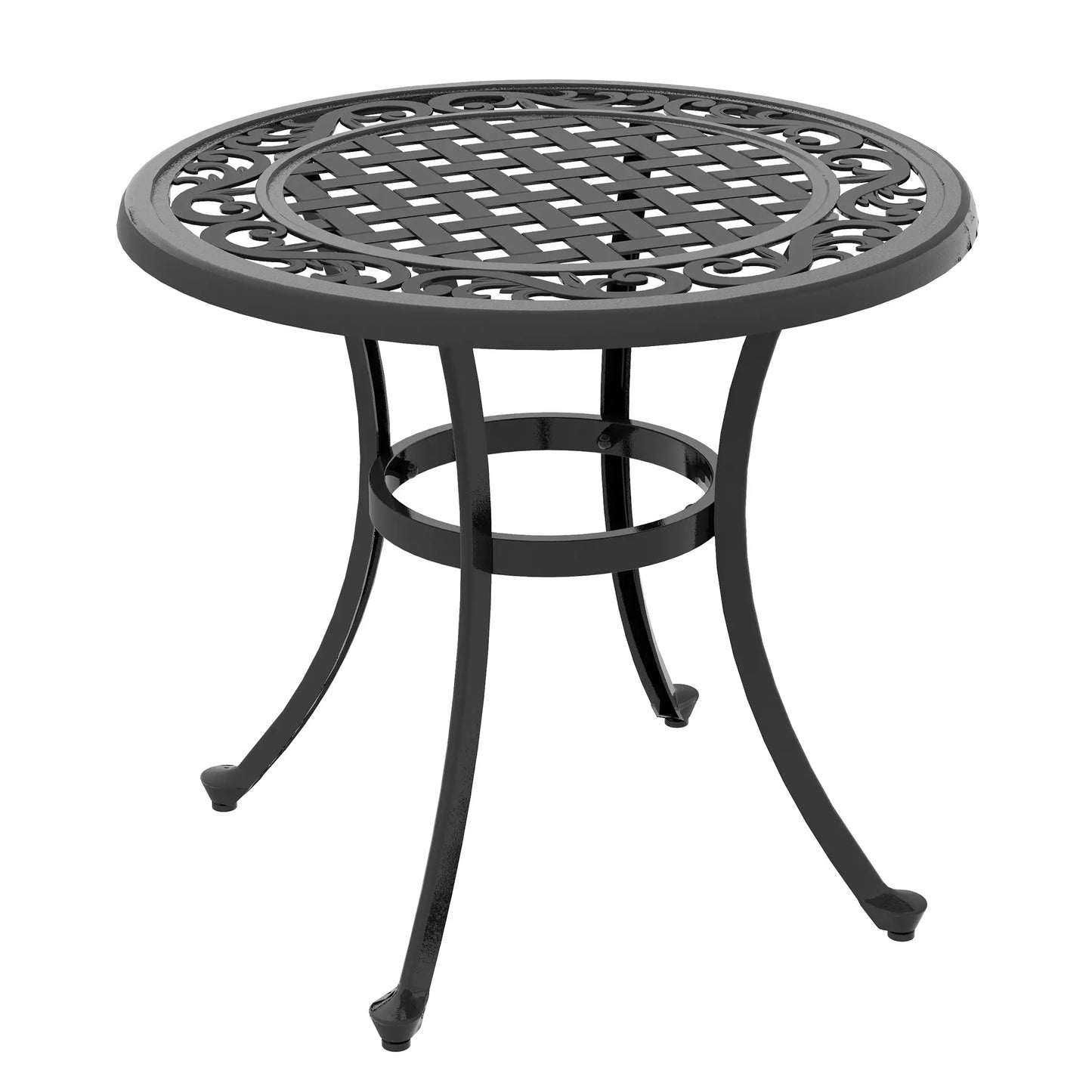 Round Patio Table, Adjustable Feet, Cast Aluminium Frame, Black Patio Side Tables at Gallery Canada
