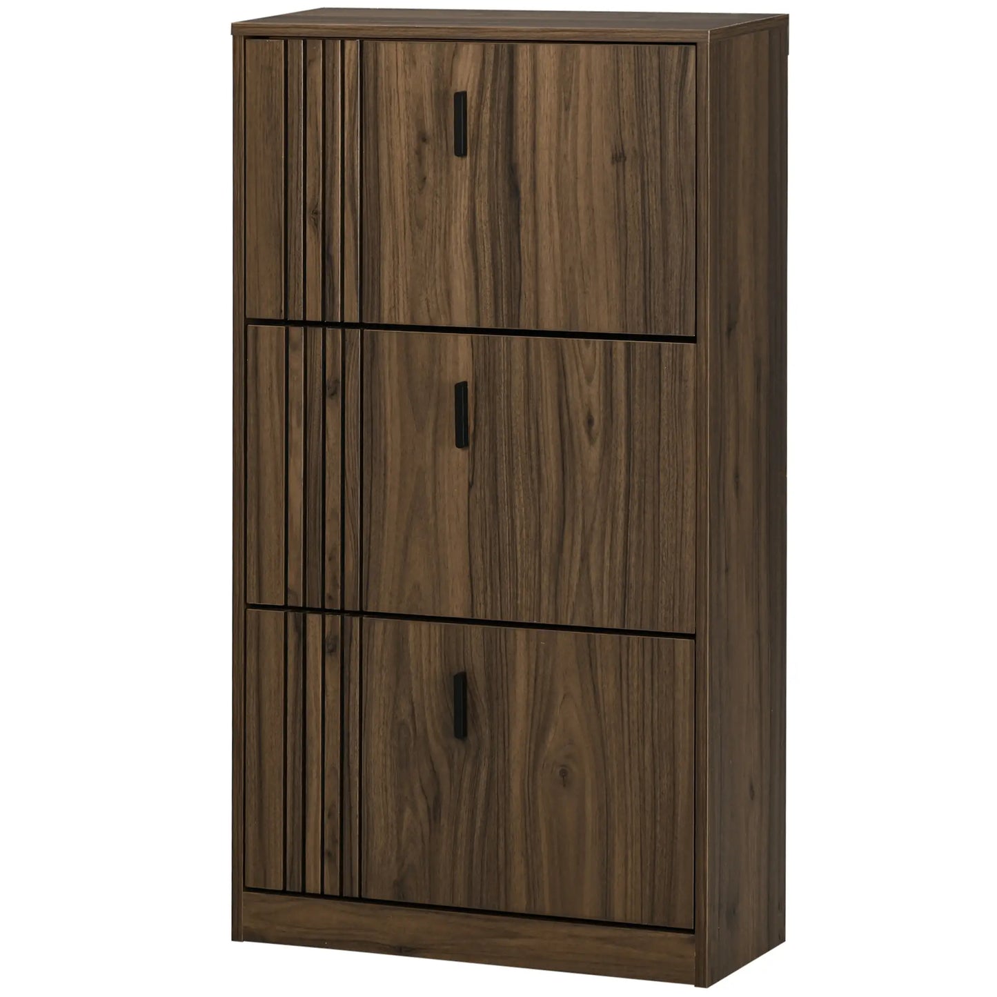 Shoe Storage Cabinet, 18 Pairs, 3 Flip Drawers, Adjustable Shelves, Walnut Shoe Storage Cabinets & Racks at Gallery Canada