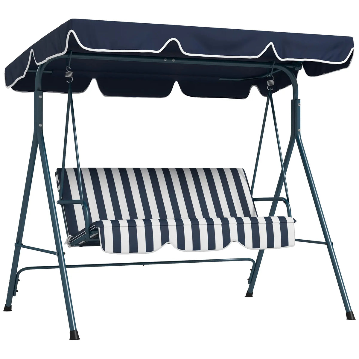 3-Seater Outdoor Porch Swing, Adjustable Canopy, and White, Blue Patio Swings with Stand at Gallery Canada