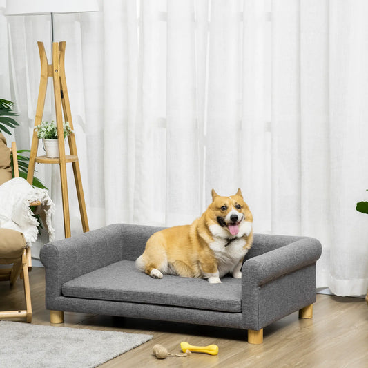 Modern Pet Sofa, Medium Large Dog Bed, Removable Cushion, Dark Grey Dog Sofas Dark Grey at Gallery Canada