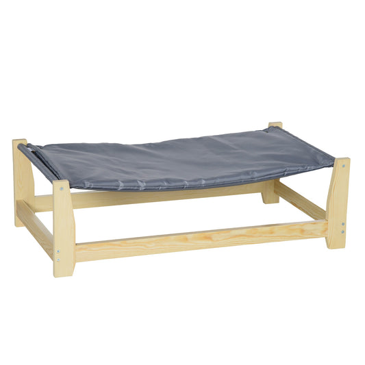 Raised Pet Bed Wooden Dog Cot with Cushion for Small Medium Sized Dogs Indoor Outdoor, 35.5" x 19.75" x 11" - Gallery Canada