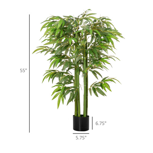 4.5FT Artificial Bamboo Tree Faux Decorative Plant in Nursery Pot for Indoor Outdoor Décor