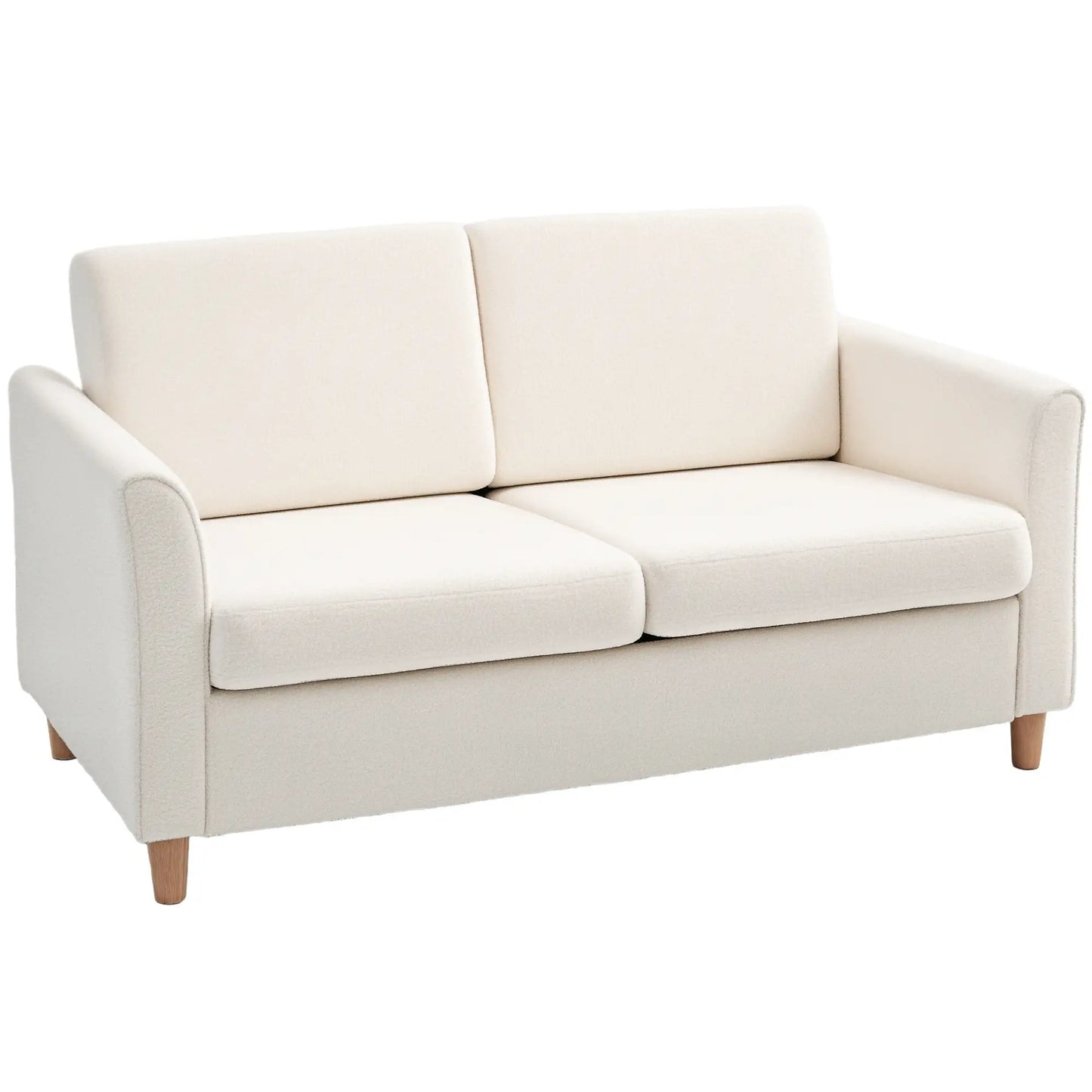 2-Seat Sofa with Armrests, Wood Legs, 2-Seater, Cream White 2-Seater Sofas at Gallery Canada