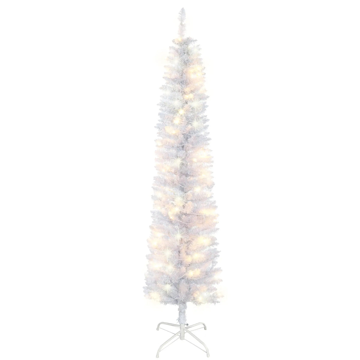 6ft Prelit Pencil Artificial Christmas Tree, 395 Branches, 100 LED Lights, White Pre Lit Christmas Trees at Gallery Canada
