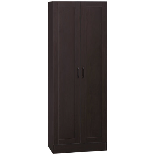 66" Kitchen Pantry, Freestanding Storage Cabinet with 2 Soft Close Doors and 4 Shelves, Dark Walnut - Gallery Canada