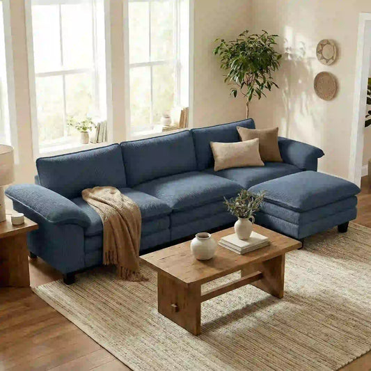 Sectional Sofa, L Shaped Couch, Deep Seat, Blue L Shaped Couchs Blue at Gallery Canada