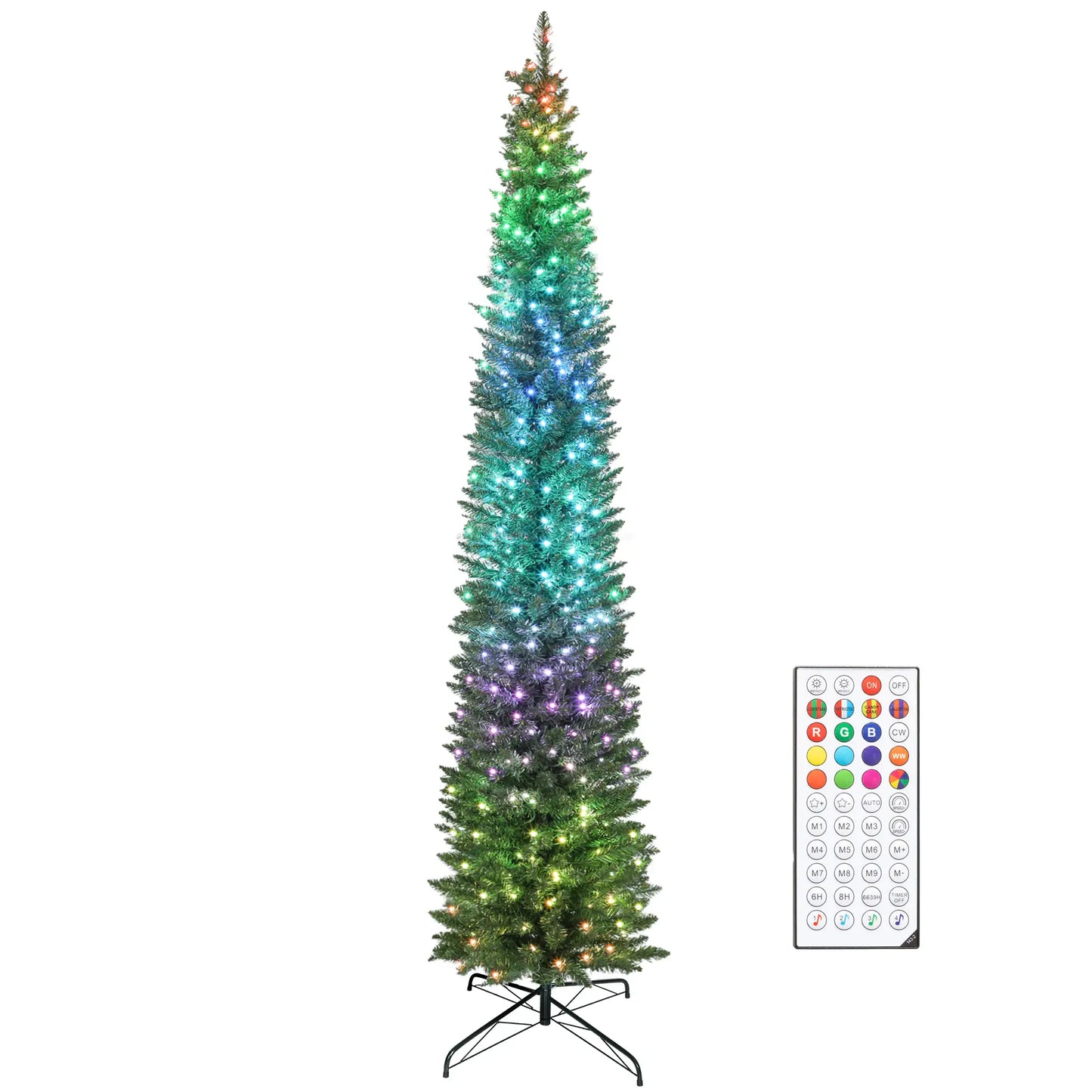 9ft DIY Synchronized LED Hinged Pencil Christmas Tree, Green Pencil Christmas Trees at Gallery Canada