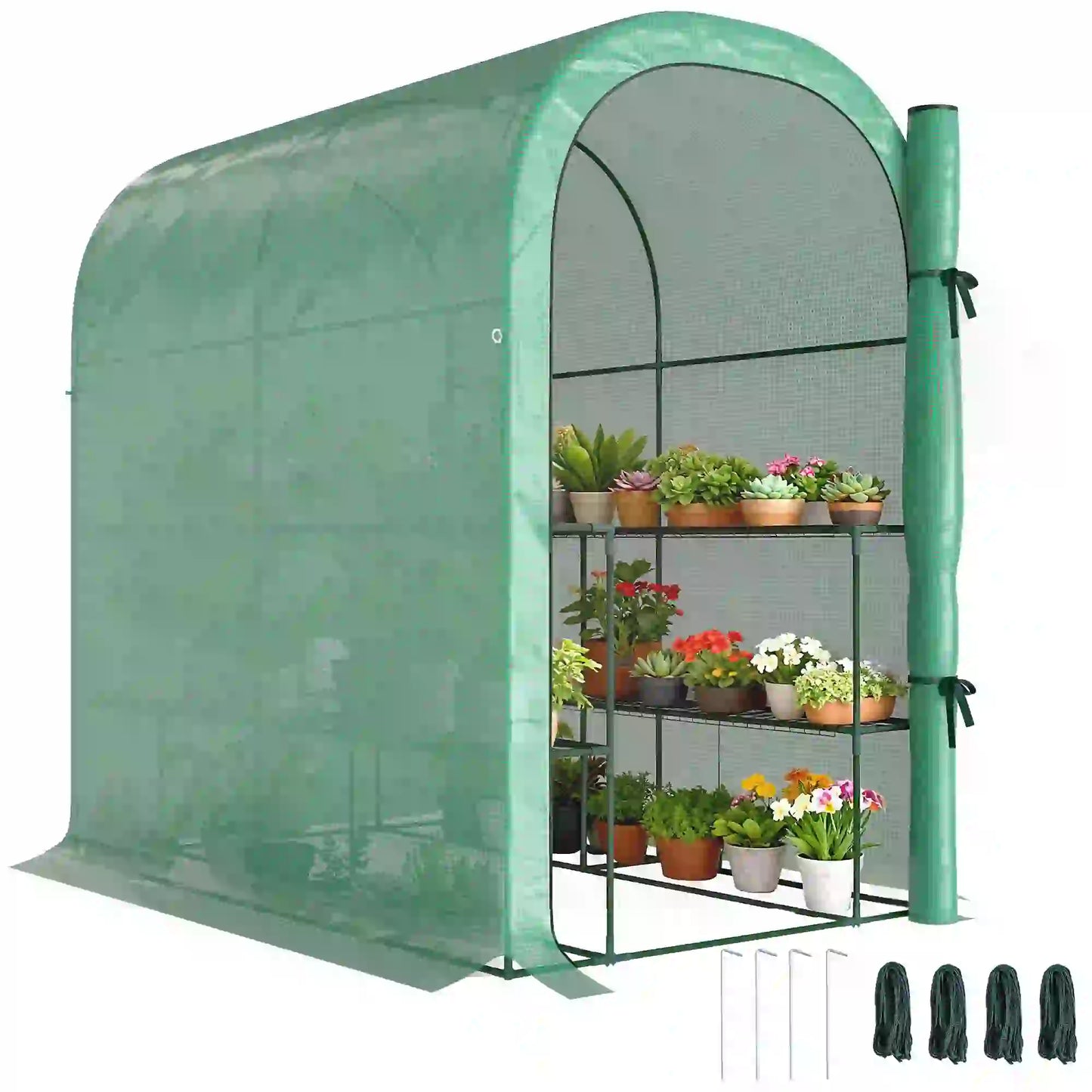 Walk-In Mini Greenhouse With Shelves, Portable Outdoor, 123 x 187 x 189 cm, Green Portable Greenhouses at Gallery Canada