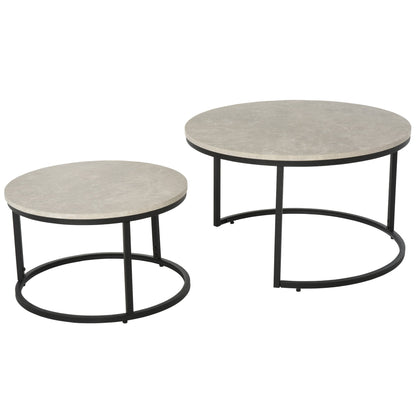 Coffee Table for Living Room, Modern Elegance Style Chipboard Set of 2 Nesting Side Coffee Tables, w/ Metal Base for Living Room Bedroom Office at Gallery Canada