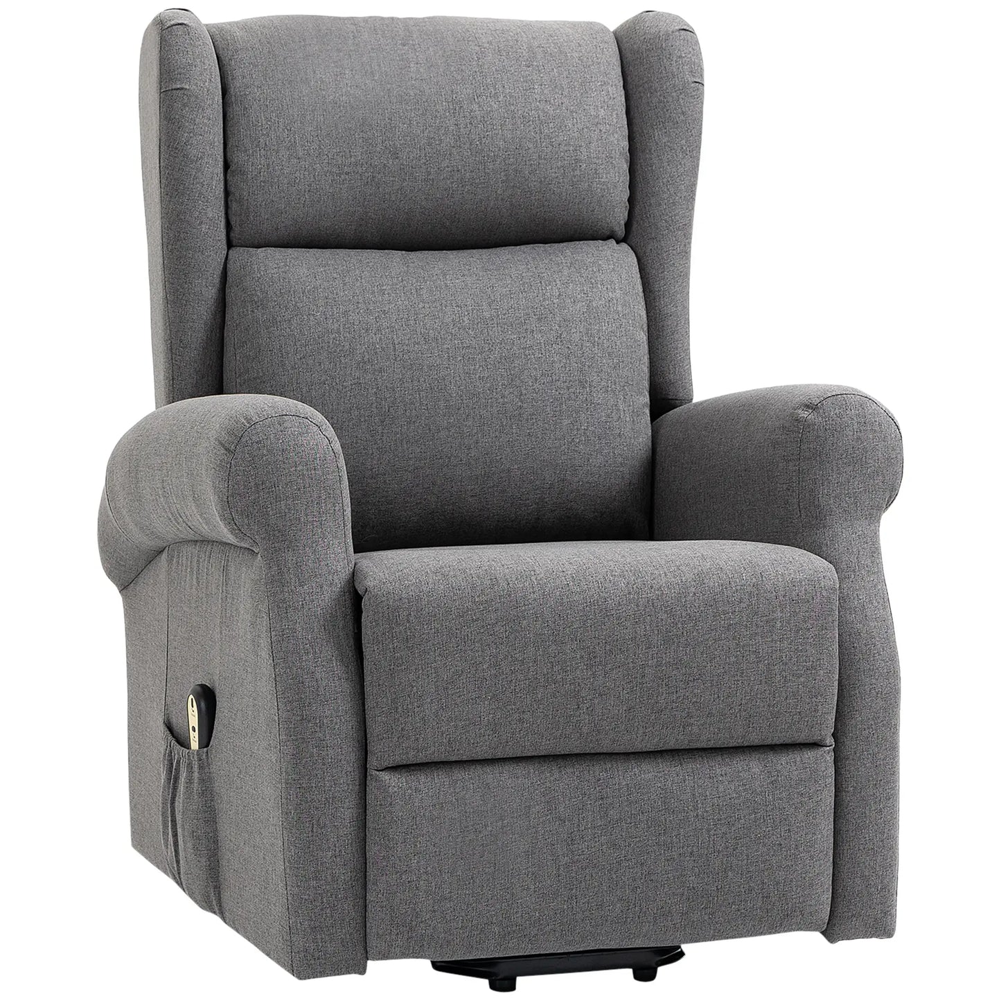 Wingback Lift Chair, Power Recliner with Footrest, Remote, Side Pockets, Grey Electric Power Lift Chairs at Gallery Canada