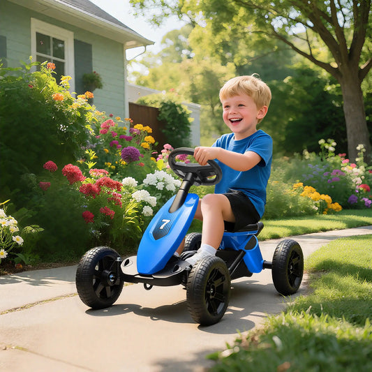 Kids Pedal Go Kart, 2-5 Years, Silent EVA Wheels, Metal Frame, Blue Pedal Go Karts for Kids Blue at Gallery Canada