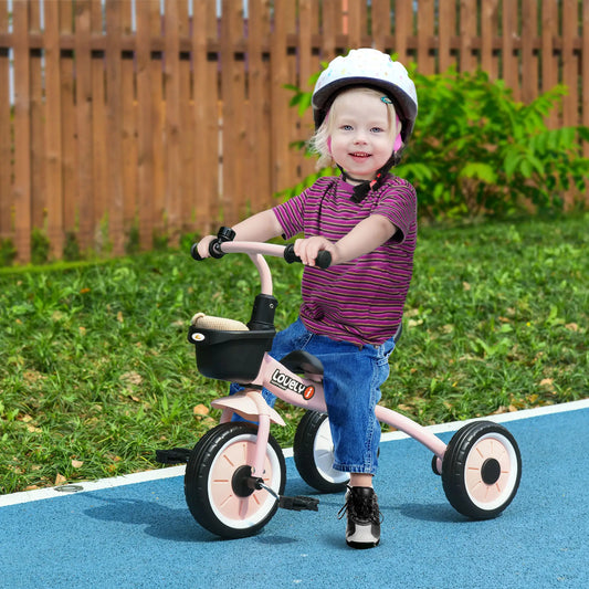 Toddler Tricycle for 2-5 Year Olds, Adjustable Seat, Basket, Bell, Pink Tricycles for Kids Pink at Gallery Canada