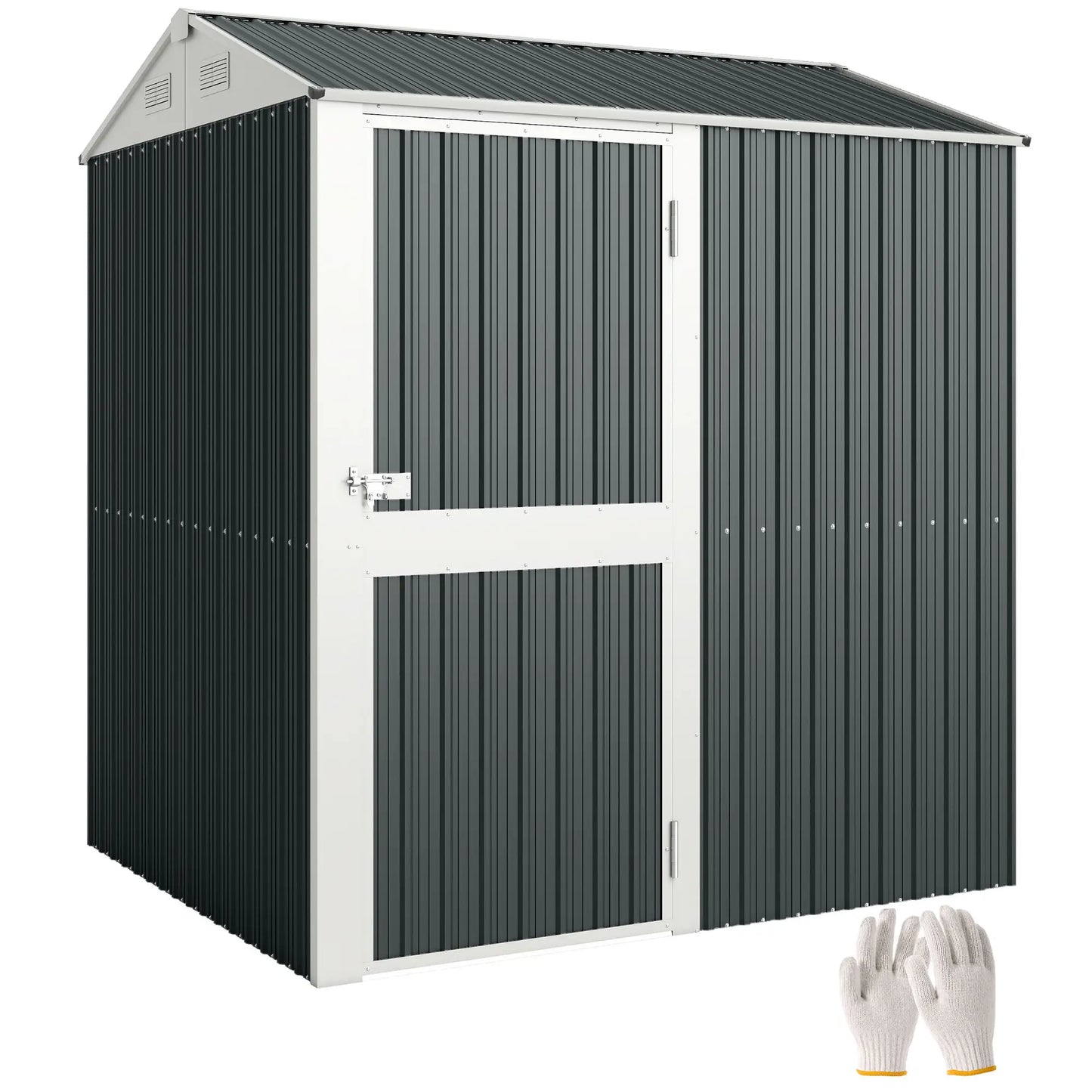 7' x 6' Tall Outdoor Storage Shed, Waterproof Metal Garden Shed, Dark Grey Sheds at Gallery Canada