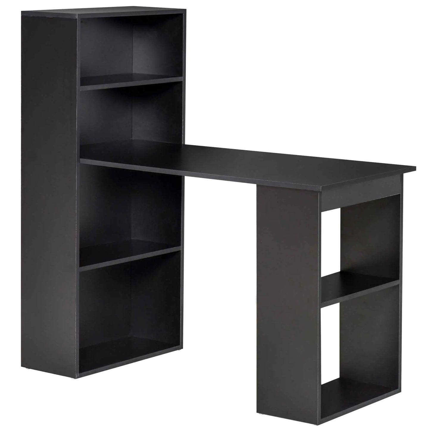 Modern Computer Desk, 47" with Storage Shelves, Black Writing Desks at Gallery Canada