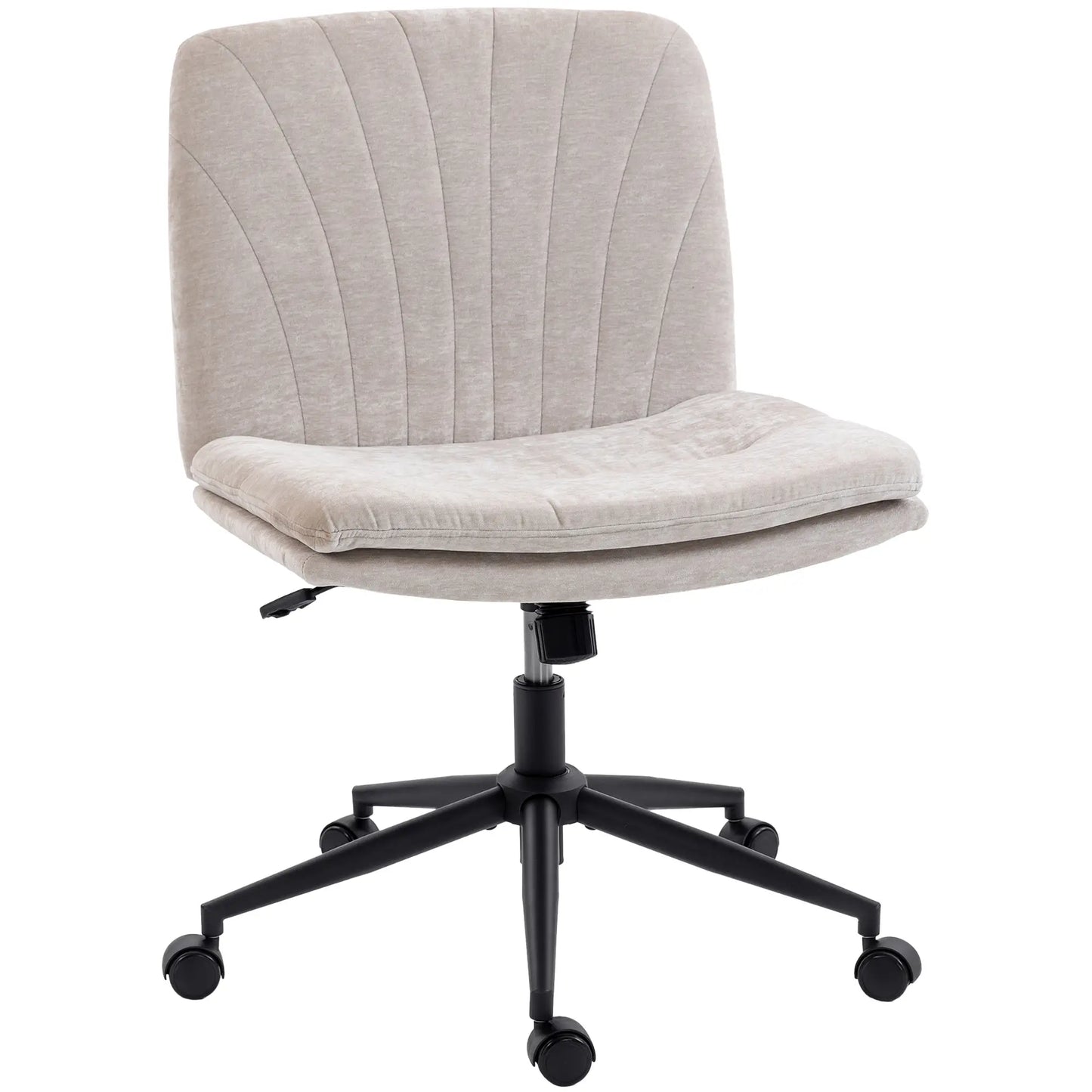 Criss Cross Chair with Wheels, Wide Office Chair, No Arms, Adjustable Height, Tilting, Beige Task Chairs at Gallery Canada