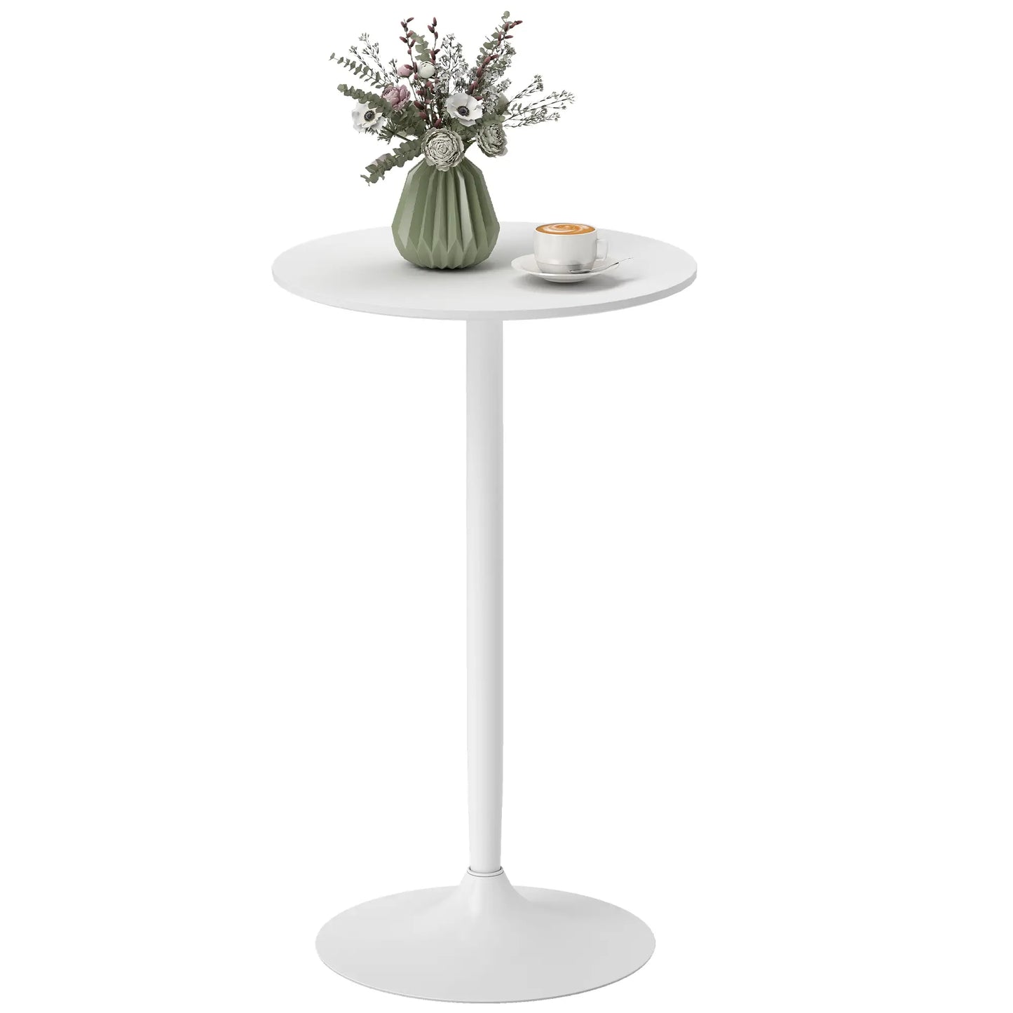 Modern Round High Top Bar Table, Steel Base, 2-Person, White Bar Tables & Dining Tables at Gallery Canada