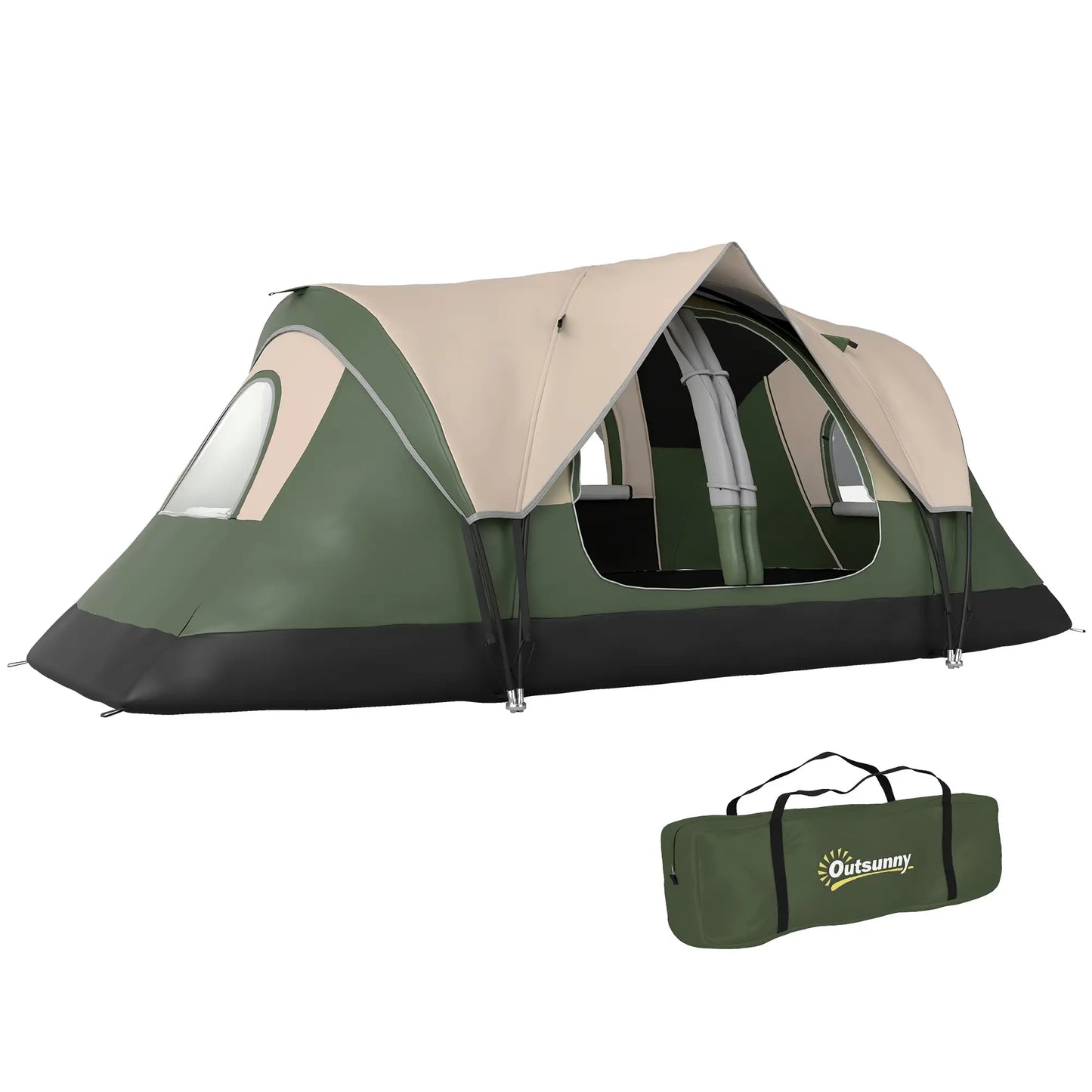 6-8 Person Camping Tent, 2000mm Waterproof, Carry Bag, Dark Green Camping Tents at Gallery Canada