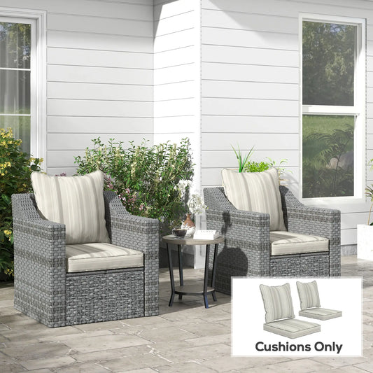 Patio Chair Cushions Set of 2, Indoor Outdoor, Grey Patio Chair Cushions Grey at Gallery Canada