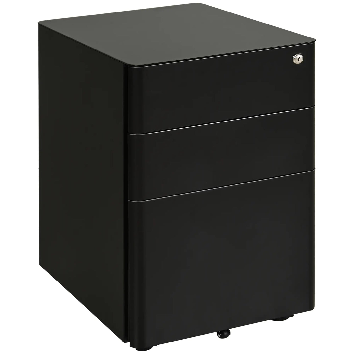 3 Drawer Metal Filing Cabinet, Mobile with Wheels, Black Office Cabinets & Cupboards at Gallery Canada