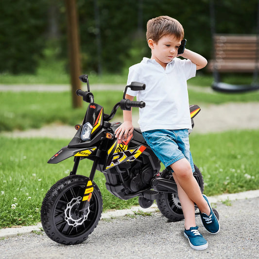 12V Kids Electric Motorcycle, Battery-Powered Dirt Bike, Training Wheels, Yellow Electric Ride On Toys Yellow at Gallery Canada