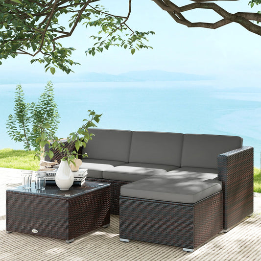 Patio Furniture, Corner Sofa Set with Soft Cushions, Grey Patio Furniture Sets Brown, Light Grey at Gallery Canada