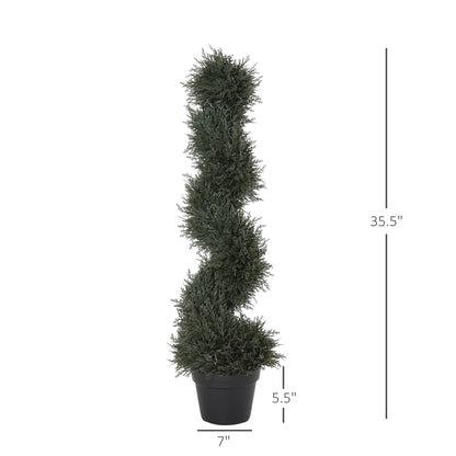 35.5" Topiary Trees Artificial Faux Fakes Spiral Plant Green Cedar Tree Indoor Outdoor Decor with Nursery Pot at Gallery Canada