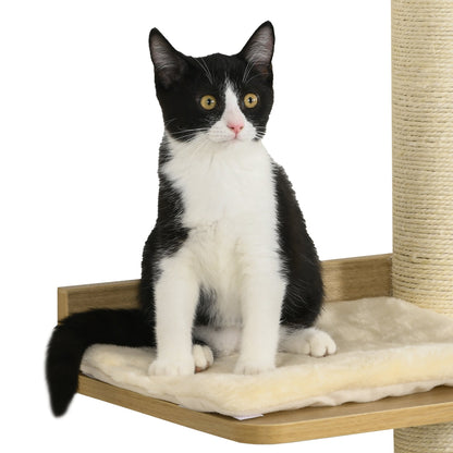 Wall Mounted Cat Tree with Scratching Post Condo Bridge Cushion Cat Climbing Shelves Furniture, Yellow at Gallery Canada