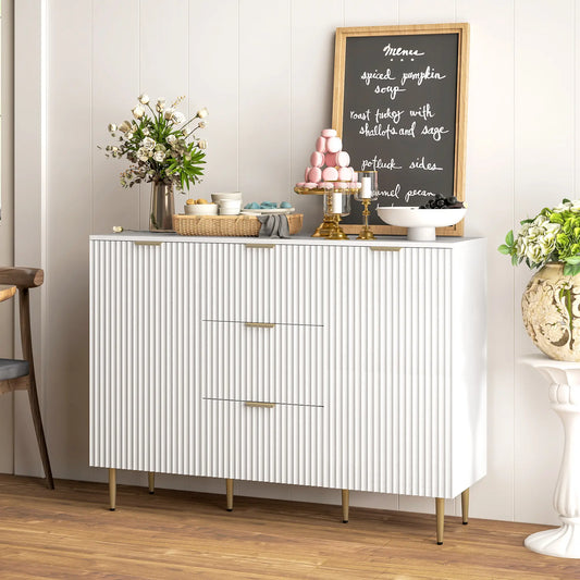 Modern Kitchen Storage Cabinet, 3 Drawers, Adjustable Shelves, White Bar Cabinets White at Gallery Canada