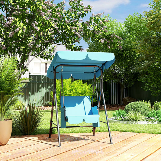 Outdoor Porch Swing, Adjustable Canopy, Removable Cushion, 1-Seat Patio Swings with Stand Turquoise at Gallery Canada