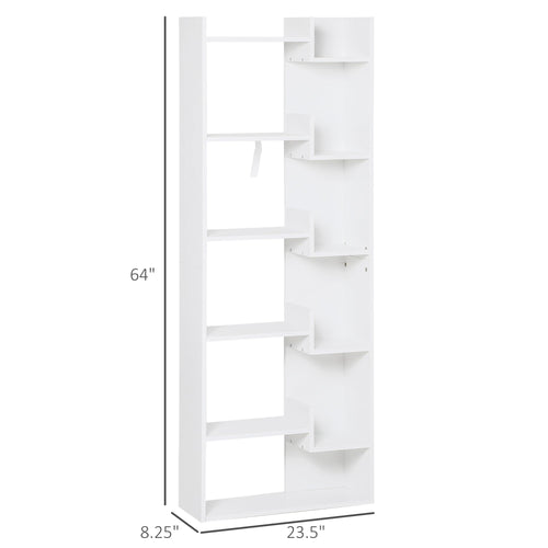 6-Tier Tall Bookshelf, Modern bookcase, Floor Standing Shelving, Display Rack for Living Room, Home Office, White