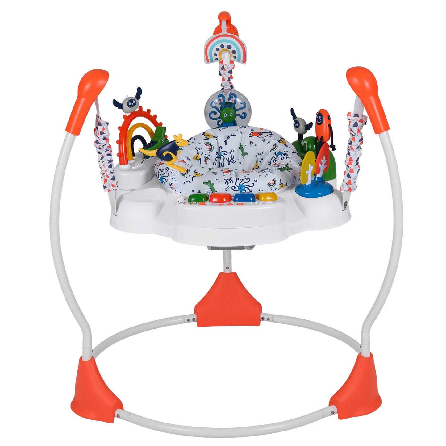Baby Activity Center Baby Jumper and Bouncer with 6 Interactive Toys Lights and Music, Orange High Chairs Orange at Gallery Canada