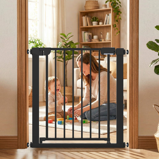 Auto-Close Baby Gate, Pressure Mounted, Black Pet Gate Black at Gallery Canada