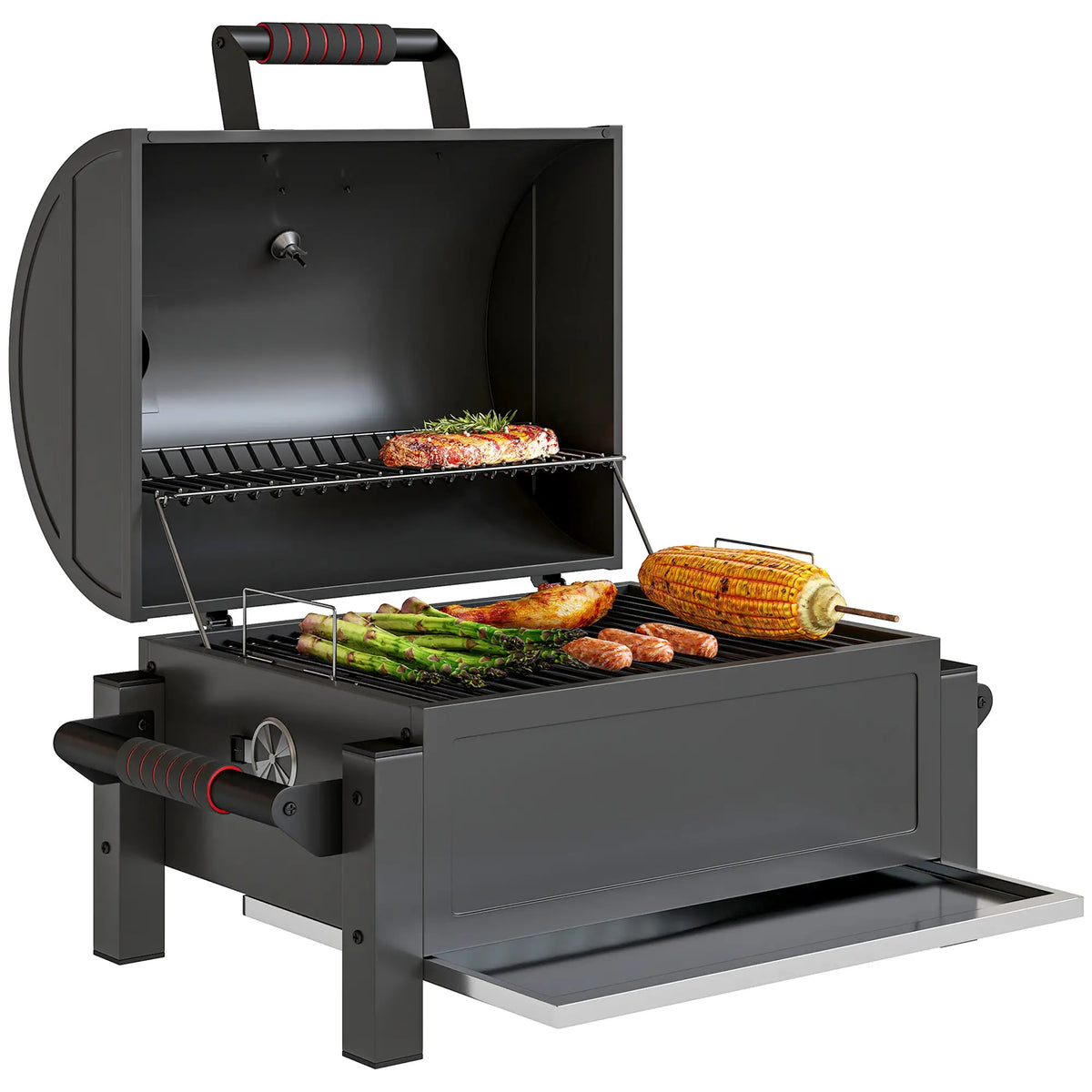 Portable Tabletop Charcoal Smoker, Ash Catcher, Thermometer, Black Charcoal BBQ Grils at Gallery Canada