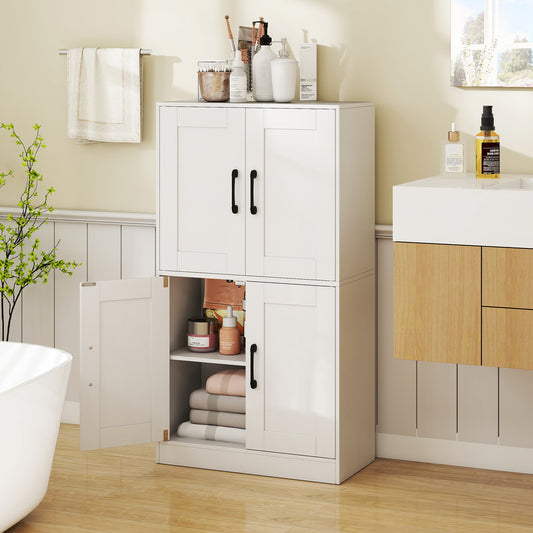 Bathroom Cabinet 43.5 Inch, Storage With Doors, Adjustable Shelves, White Floor Cabinets White at Gallery Canada