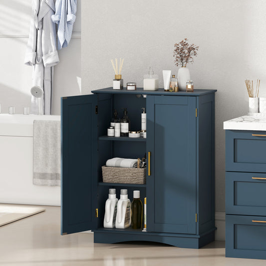 Bathroom Floor Storage Cabinet, 2 Doors, Adjustable Shelves, Blue Floor Cabinets Blue at Gallery Canada
