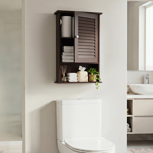 Wall Mount Storage Cabinet, Single Door, Height Adjustable Shelf, Rustic Brown Wall Cabinets Rustic Brown at Gallery Canada