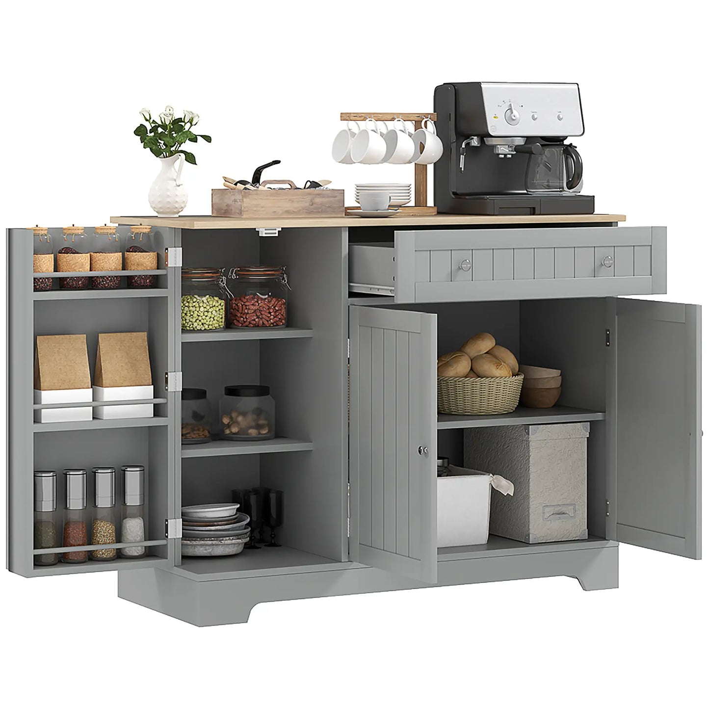 Modern Sideboard Cabinet, 41" Kitchen Buffet, Grey Bar Cabinets at Gallery Canada