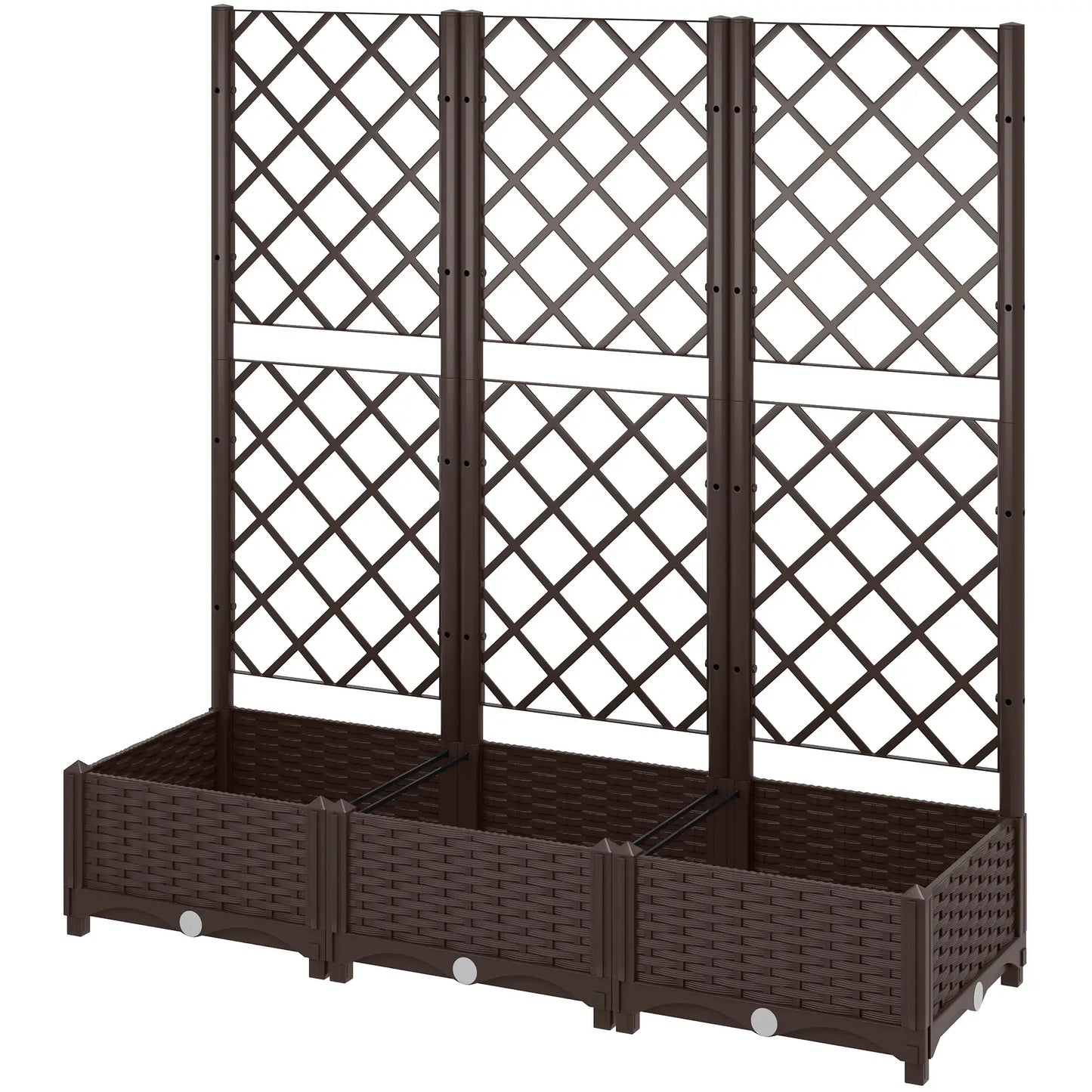 Raised Garden Bed With Trellis, PE Rattan, Drainage Holes, 47" x 16" x 48" Raised Garden Beds at Gallery Canada