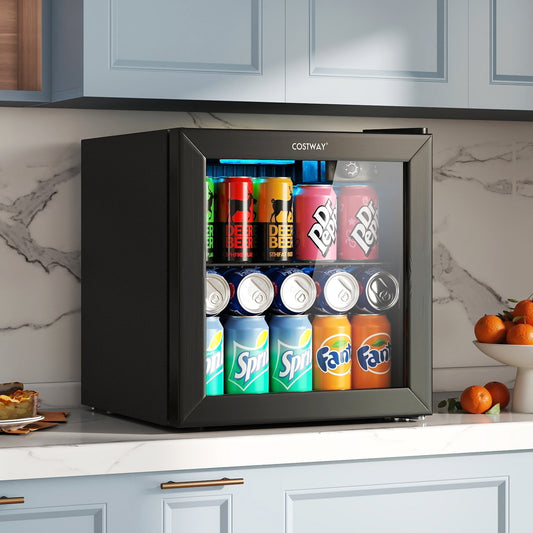 Mini Beverage Refrigerator, 1.3 Cu. Ft., 12 Bottles 55 Cans, Black