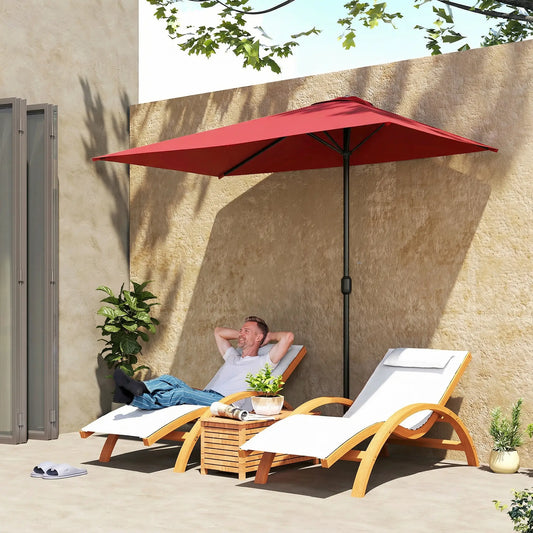 8Ft Half Round Umbrella, Outdoor Patio Balcony Sun Shade w/5 Ribs Half Round Umbrellas Wine Red at Gallery Canada