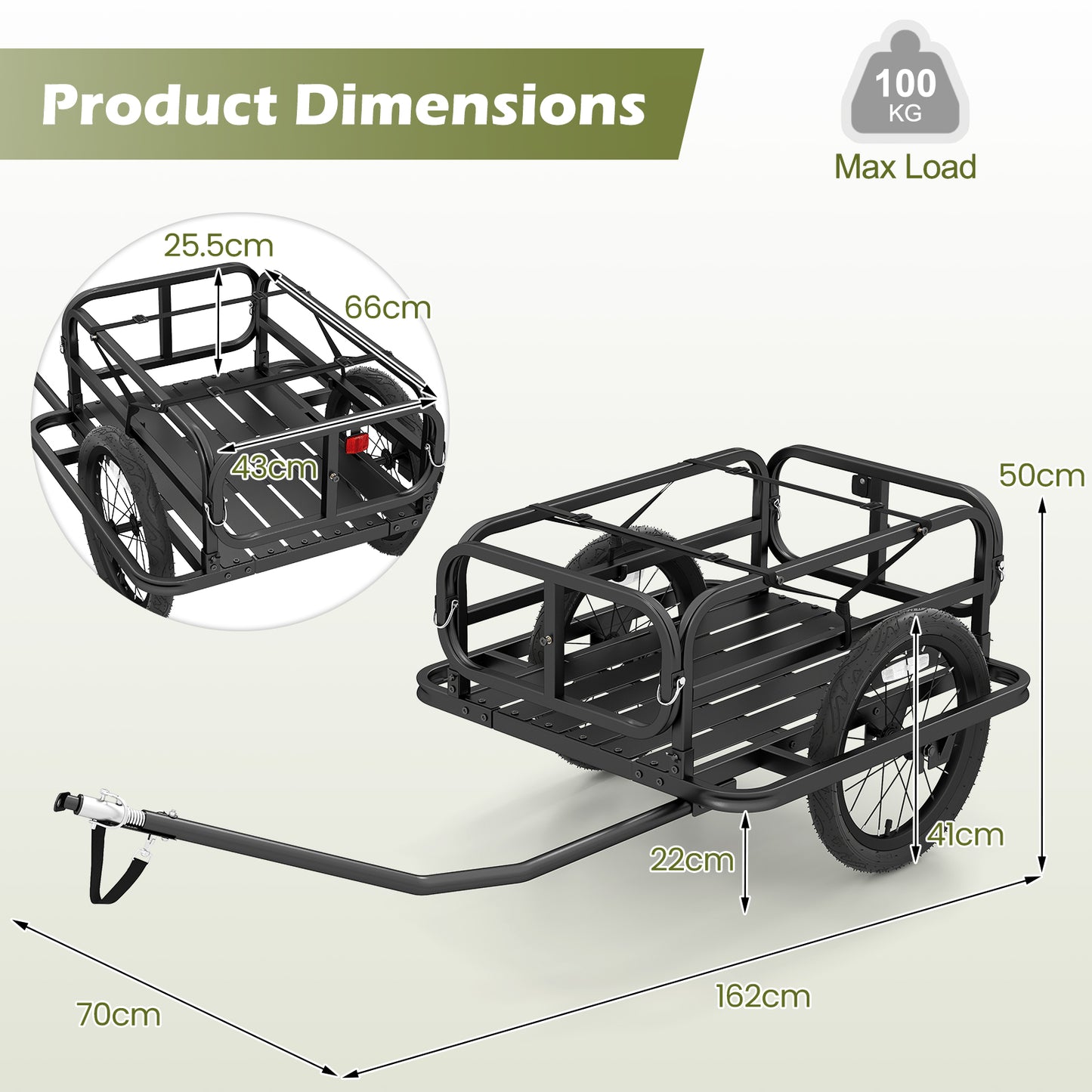 Heavy-Duty Bicycle Cargo Trailer Cart, Black Garages at Gallery Canada