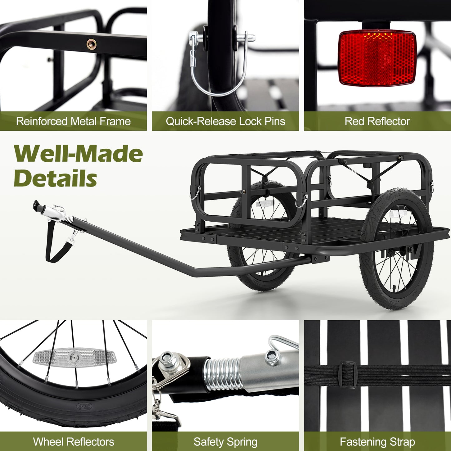 Heavy-Duty Bicycle Cargo Trailer Cart, Black Garages at Gallery Canada