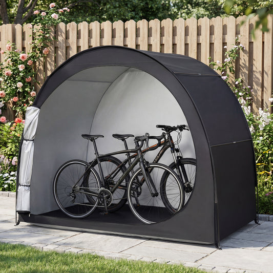 Portable Bike Storage Tent, Waterproof PU Oxford Fabric, Black Carports Black at Gallery Canada