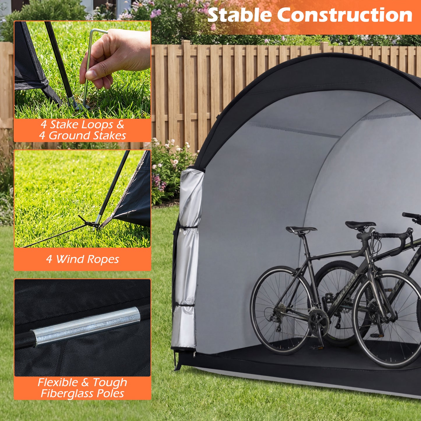 Portable Bike Storage Tent, Waterproof PU Oxford Fabric, Black Carports at Gallery Canada