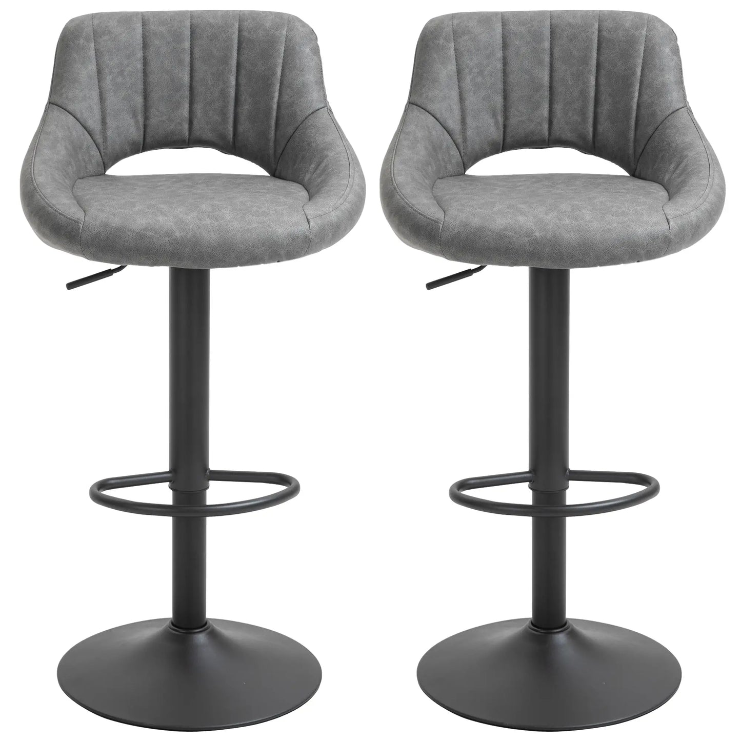Swivel Counter Height Barstools Set of 2, Adjustable Height, Faux Leather, Grey Bar Stools at Gallery Canada