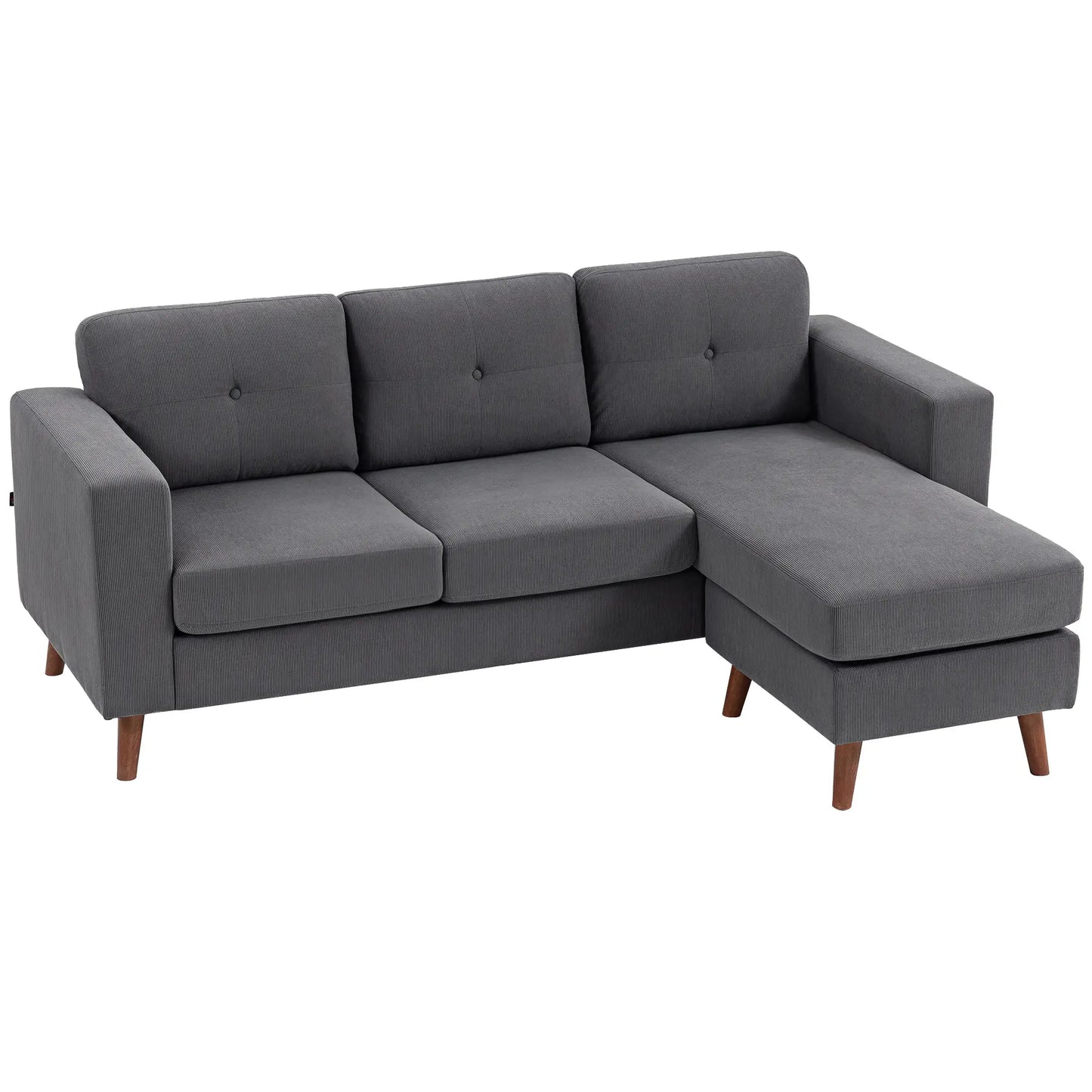 Sectional Sofa with Changeable Chaise, 3 Seat L-Shaped, Dark Grey 3-Seater Sofas at Gallery Canada
